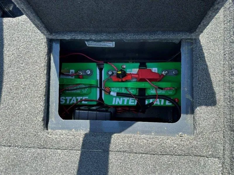 Slide: The Image of Battery compartment of 2019 Tracker Targa V18 boat with Interstate batteries. - 37