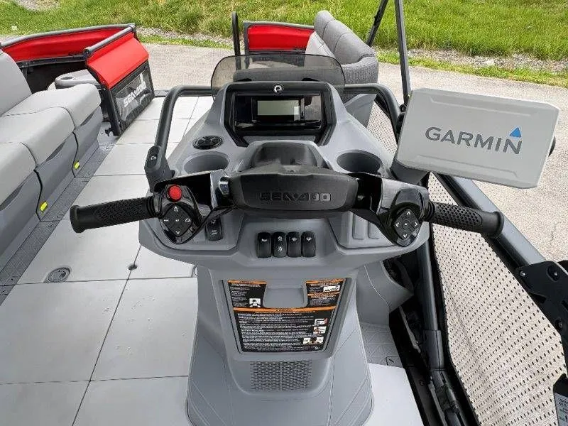 Slide: The Image of 2023 Sea-Doo Switch Cruise 21 dashboard with Garmin navigation system. - 45