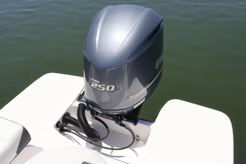 Slide: The Image of Outboard motor on a 2020 Regal LX4 boat, Yamaha 250 horsepower. - 9