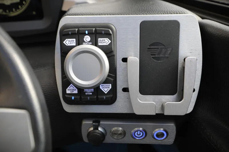 Slide: The Image of Control panel of 2023 Malibu Wakesetter 22 LSV boat with surf and wedge settings. - 9