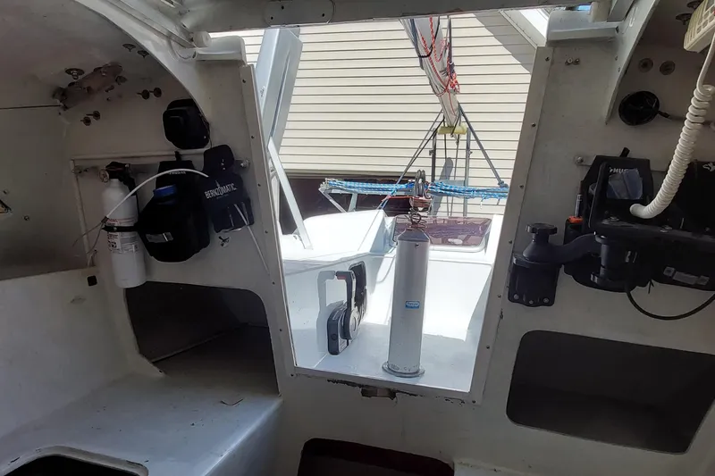 Slide: The Image of Compact marine toilet inside a 2007 Farrier F-82R sailboat cabin. - 10