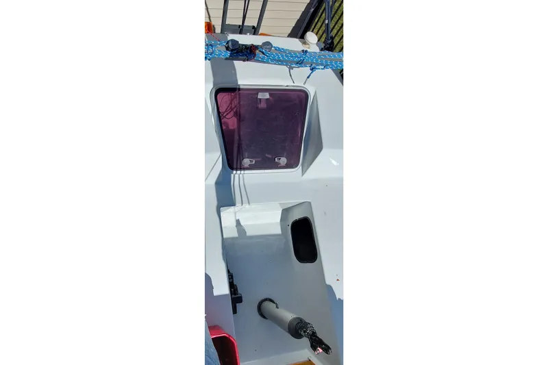 Slide: The Image of Interior view of a 2007 Farrier F-82R boat, showing structural details and components. - 17
