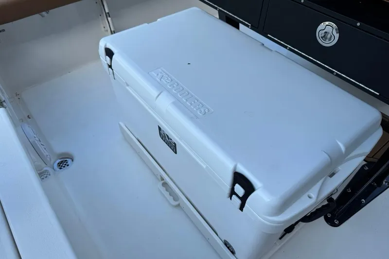 Slide: The Image of White cooler on 2026 Key West 230 Bay Reef boat deck. - 34