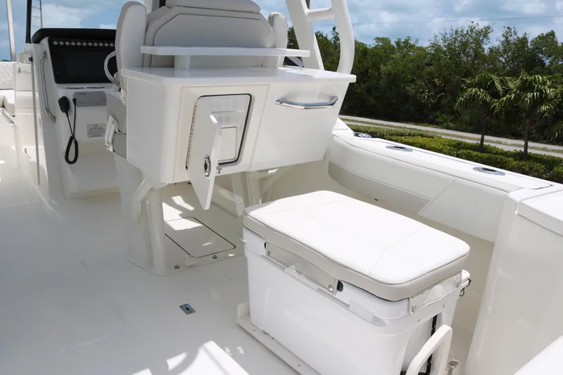 Slide: The Image of Interior of 2026 World Cat 265 DC-X boat with seating and console. - 16