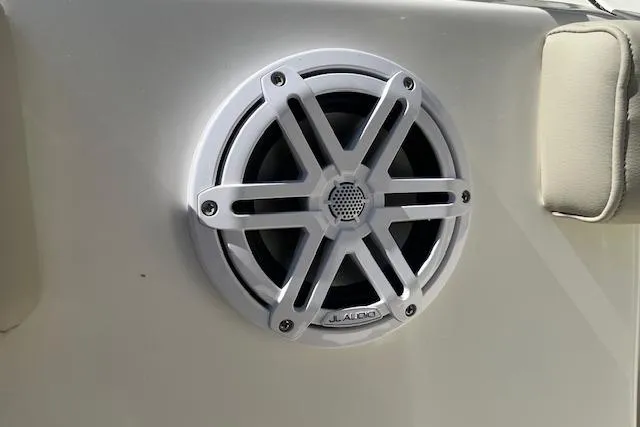 Slide: The Image of 2026 Key West 239 FS boat speaker detail with JL Audio branding. - 15