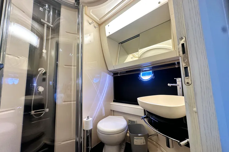 Slide: The Image of Luxurious bathroom in 2015 Azimut 55S yacht with modern fixtures and shower. - 35