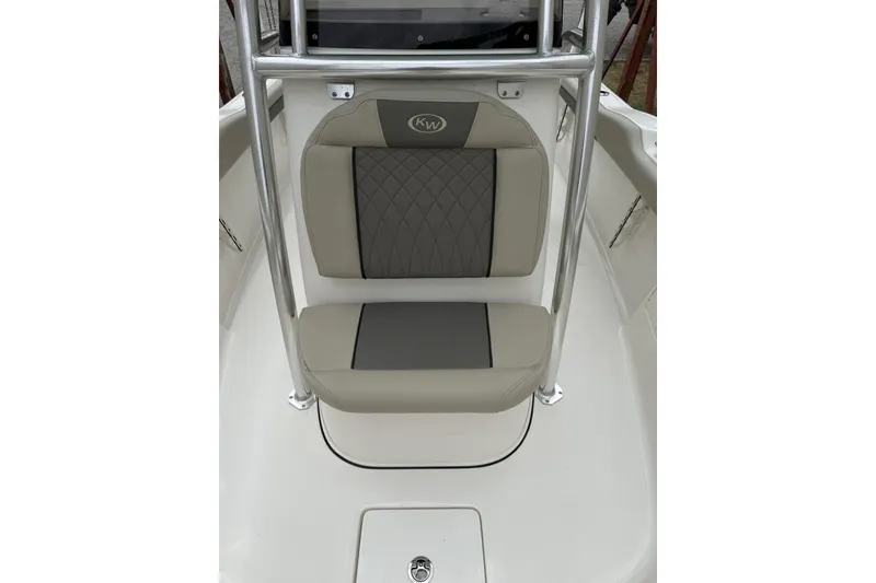 Slide: The Image of 2026 Key West 239 FS boat seat with gray and beige upholstery. - 3