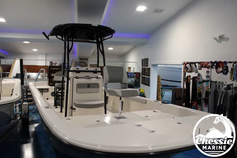 Slide: The Image of 2026 Carolina Skiff 23 LS boat in showroom. - 3