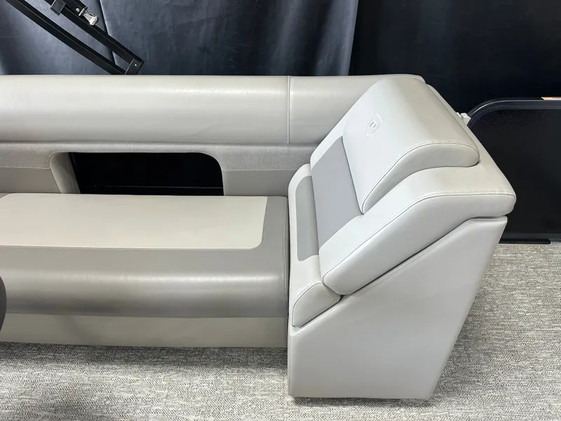 Slide: The Image of 2024 Premier 230 Sunsation TRITOON seating in gray leather. - 36