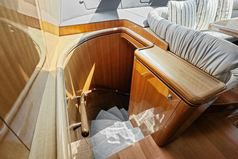 Slide: The Image of Luxurious wooden staircase on a 2005 Horizon 82 yacht interior. - 50