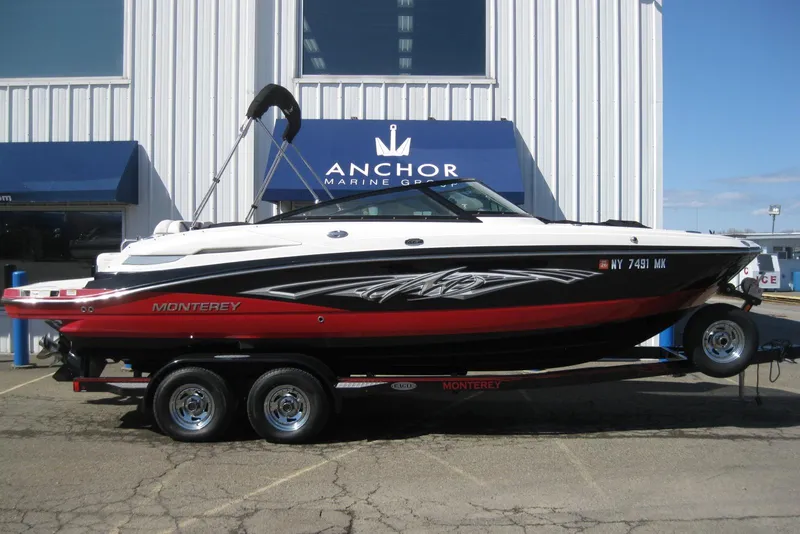 Slide: The Image of 2014 Monterey M3 Sport Boat on trailer at Anchor Marine Group. - 2