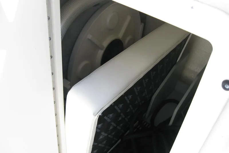 Slide: The Image of Storage compartment in a 2014 Monterey M3 Sport Boat, featuring interior details. - 31