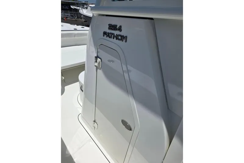 Slide: The Image of 2026 Parker 254 FATHOM boat detail, showcasing sleek design and modern features. - 13