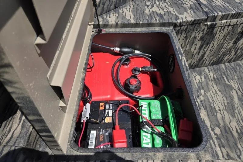 Slide: The Image of Battery compartment of 2026 Havoc 1860 DBST boat with wiring and fuel tank. - 8