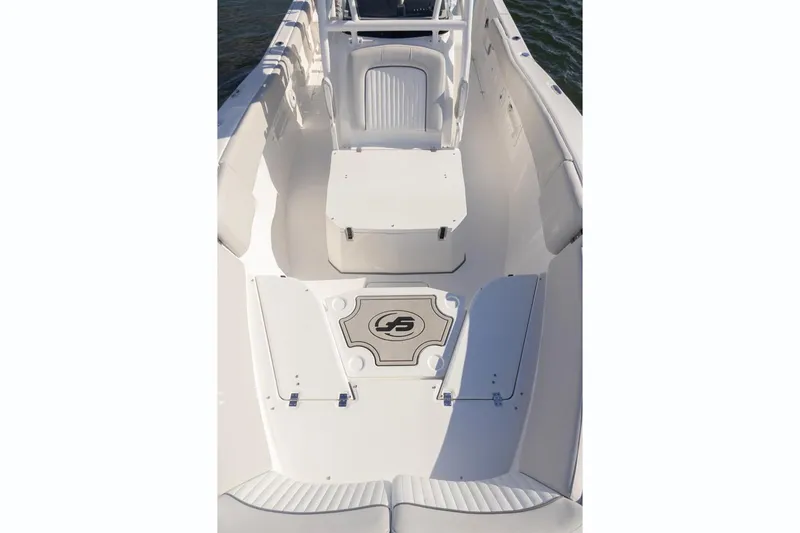 Slide: The Image of Manufacturer Provided Image: 2021 Sea Fox 268 Commander boat interior, featuring spacious seating and storage compartments. - 17