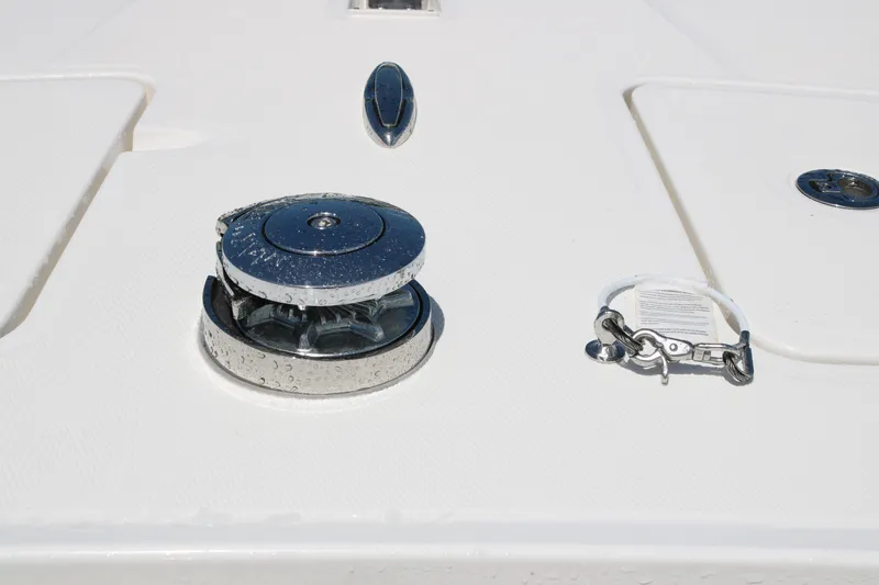 Slide: The Image of Close-up of 2026 World Cat 265 CC-X boat deck hardware. - 7