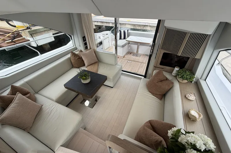 Slide: The Image of Luxurious interior of 2024 Azimut Fly 50 yacht with elegant seating and decor. - 43