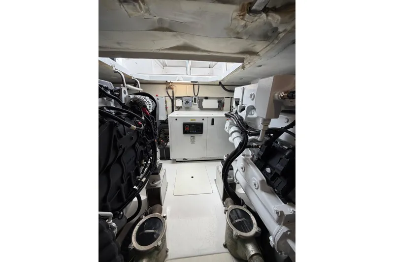Slide: The Image of Engine room of 2024 Azimut Fly 50 yacht, showcasing mechanical components and systems. - 55