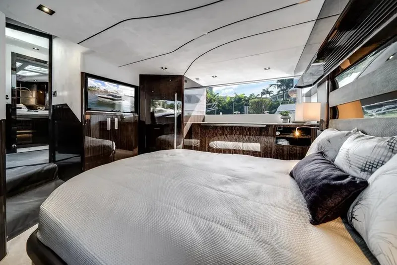 Slide: The Image of Luxurious interior of 2024 Galeon 500 Fly yacht with elegant bedroom design. - 40