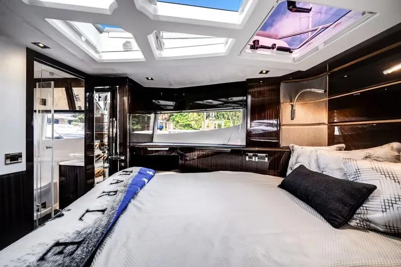 Slide: The Image of Luxurious interior of 2024 Galeon 500 Fly yacht with skylights and modern design. - 42