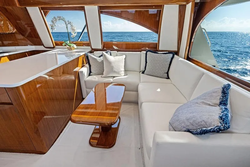 Slide: The Image of Luxurious interior of 2022 Viking 48 Convertible yacht with ocean view. - 44