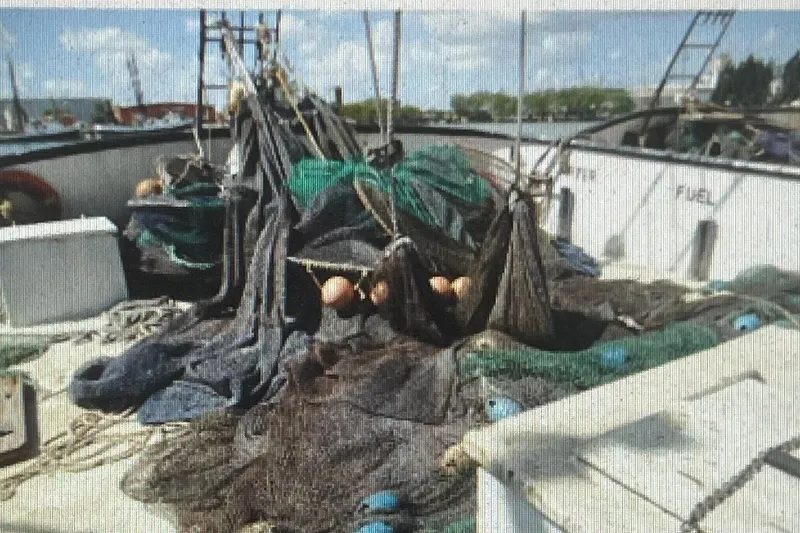 Slide: The Image of Commercial freezer shrimp trawler deck with fishing nets and equipment, 1987 model. - 6
