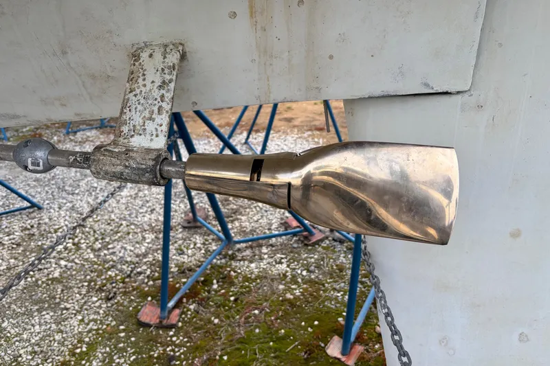 Slide: The Image of Propeller shaft of a 1993 Sabre 38 sailboat on a stand. - 28