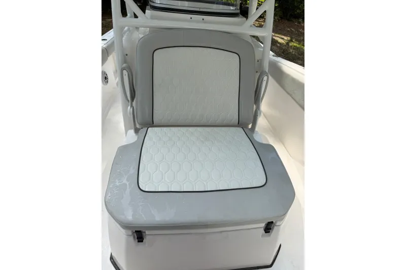 Slide: The Image of 2023 Sea Fox 288 Commander boat seat with hexagonal pattern upholstery. - 26