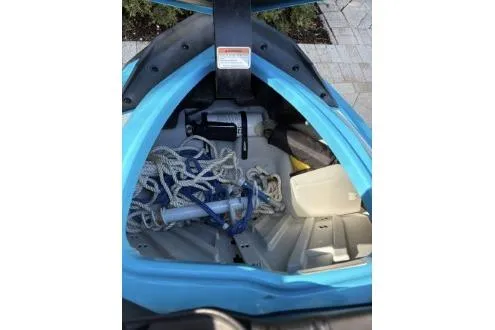 Slide: The Image of 2015 Sea Doo GTI SE 130 storage compartment with ropes and equipment. - 4