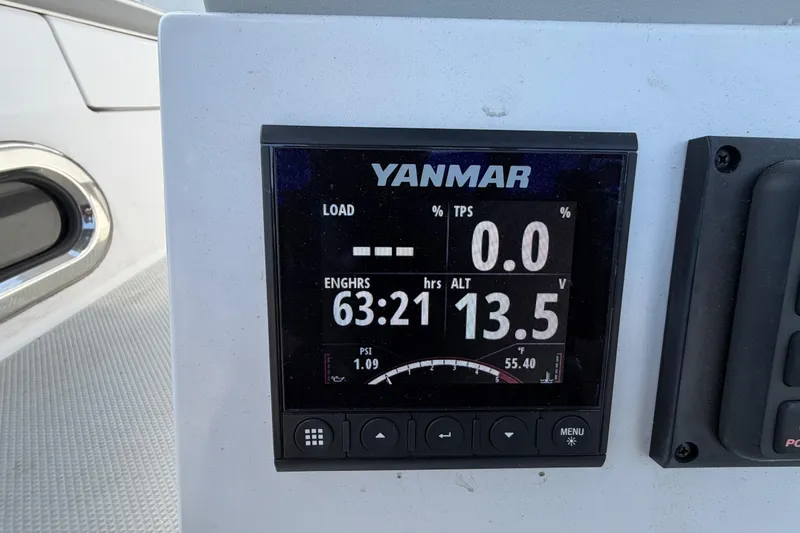 Slide: The Image of Yanmar engine display on 2023 Catalina 425, showing engine hours and voltage. - 10