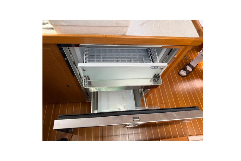 Slide: The Image of Open drawer refrigerator in 2023 Catalina 425 yacht kitchen. - 22