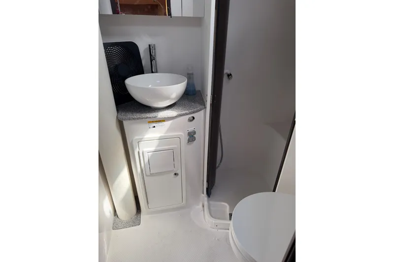 Slide: The Image of Modern bathroom interior of 2023 Catalina 425 yacht with sink and shower. - 33