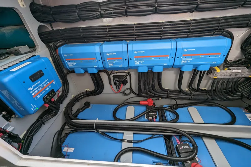 Slide: The Image of Electrical system setup in a 2021 Balance 526 model, featuring Victron Energy components. - 34