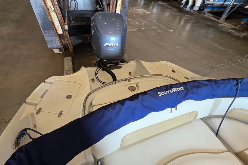 Slide: The Image of 2012 SouthWind 2400 SD boat with Yamaha 200 engine in storage. - 16