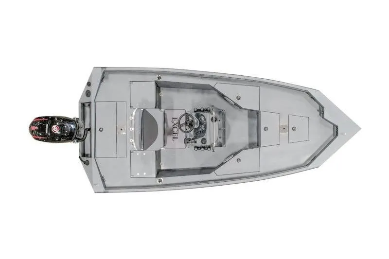Slide: The Image of Top view of 2026 Excel 203 Bay Pro Elite boat with outboard motor. - 3