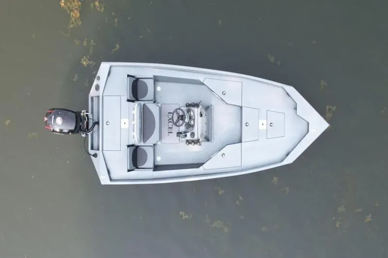 Slide: The Image of Overhead view of 2026 Excel 203 Bay Pro Elite boat on water. - 4