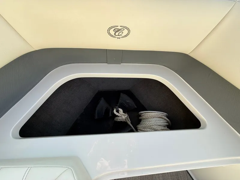 Slide: The Image of Cobalt R7 2015 boat anchor compartment with rope. - 18