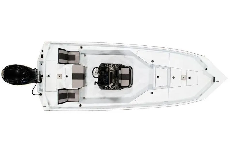 Slide: The Image of Top view of 2026 Excel 220 Bay Pro Elite boat with seating and motor. - 7