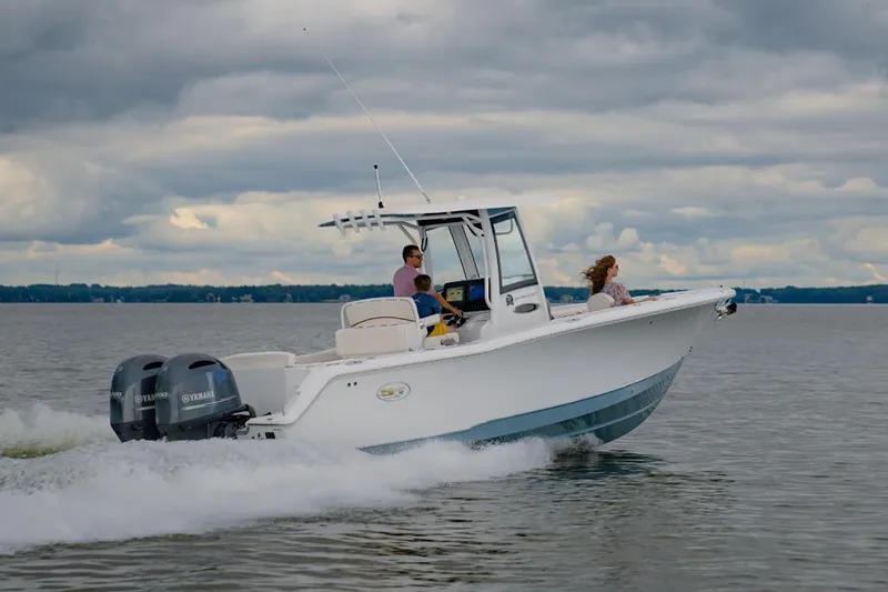 Slide: The Image of 2021 Sea Hunt Ultra 275 SE boat on trailer, side view. - 2