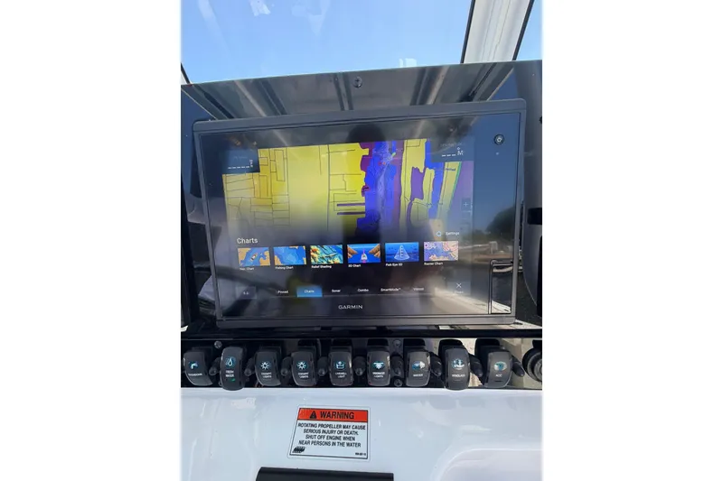 Slide: The Image of Garmin navigation display on 2021 Sea Hunt Gamefish 27 Coffin Box boat dashboard. - 14