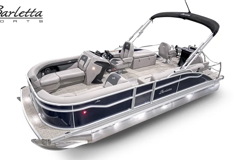 The Image of 2026 Barletta A22CC pontoon boat with sleek design and spacious seating. - 1
