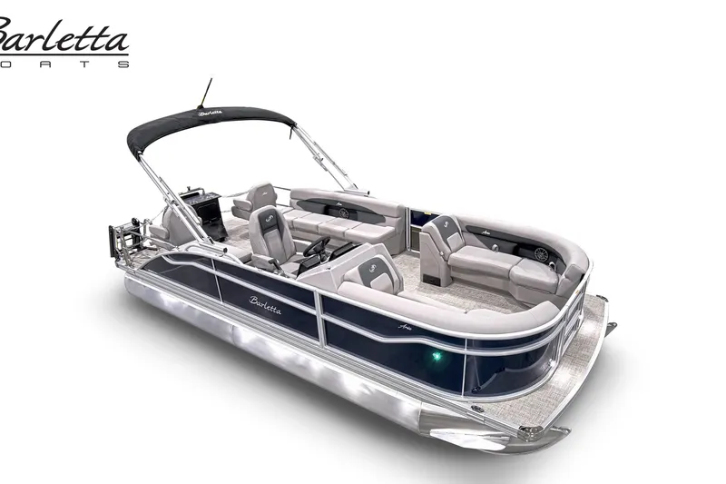 Slide: The Image of 2026 Barletta A22CC pontoon boat with sleek design and spacious seating. - 5