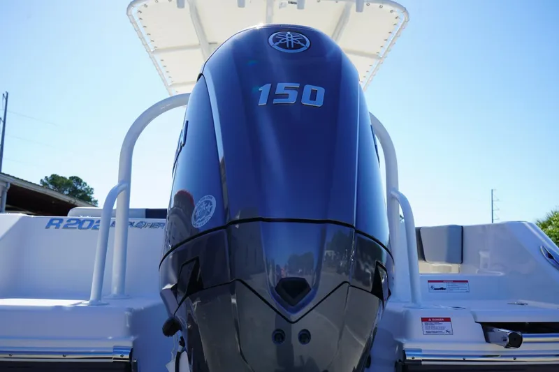 Slide: The Image of 2026 Robalo R202 Explorer boat with a powerful 150 horsepower engine. - 4