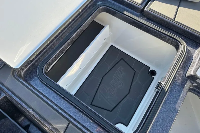 Slide: The Image of Open storage compartment in 2026 Ranger Z521R Garmin Cup-Equipped boat. - 34