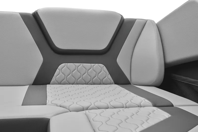 Slide: The Image of Close-up of upholstery in Yamaha Boats 222XD, model year 2026. - 19