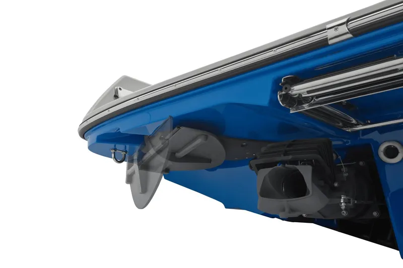 Slide: The Image of Yamaha Boats 222XD 2026, blue hull with propulsion system. - 21