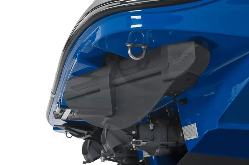 Slide: The Image of Close-up of blue Yamaha 222XD boat hull, model year 2026. - 22