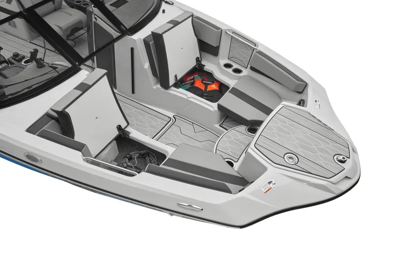 Slide: The Image of Interior of 2026 Yamaha Boats 222XD with seating and storage. - 6