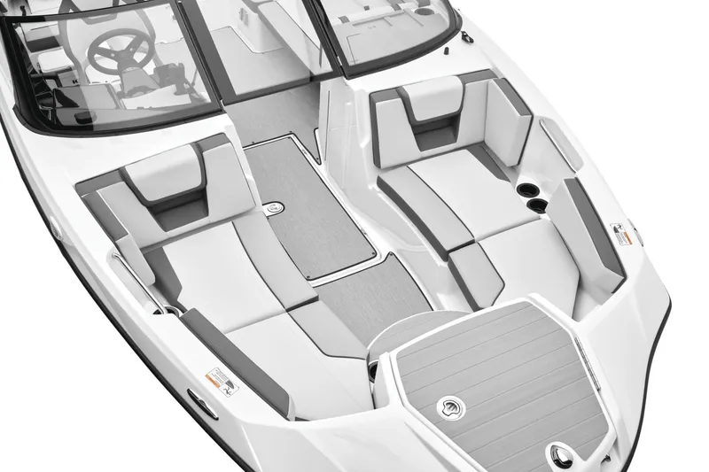 Slide: The Image of Interior of 2026 Yamaha Boats AR220 with modern seating. - 21