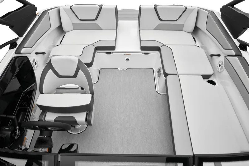 Slide: The Image of Interior of 2026 Yamaha Boats AR220 with modern seating. - 28